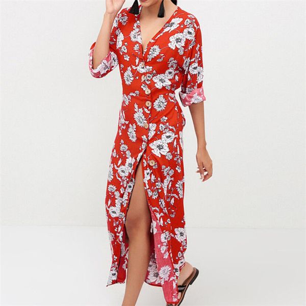 womens spring boho dresses floral printed long maxi dress long sleeve evening party holiday beach sundress v-neck split dress, Black;gray
womens spring boho dresses floral printed long maxi dress long sleeve evening party holiday beach sundress v-neck split dress, Black;gray