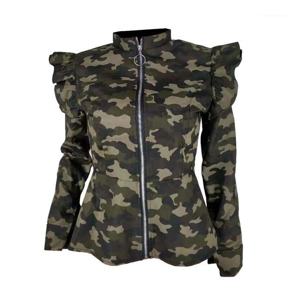 camouflage jackets stand collar long sleeve coat spring autumn womens coats womens designer ruffles, Black;brown
camouflage jackets stand collar long sleeve coat spring autumn womens coats womens designer ruffles, Black;brown