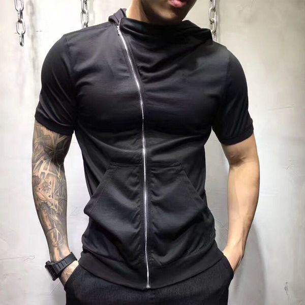 2019 summer new tide brand mens diagonal zipper cardigan solid color witch hat tshirt men slim short-sleeved t-shirt male top, White;black
2019 summer new tide brand mens diagonal zipper cardigan solid color witch hat tshirt men slim short-sleeved t-shirt male top, White;black