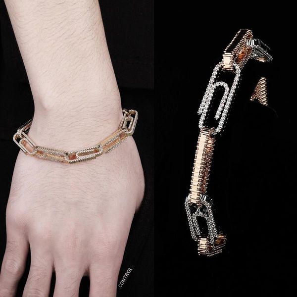 new fashion personalized gold iced out diamond mens womens paper clip link chain bracelet personalized hip hop jewelry gifts for men, Black
new fashion personalized gold iced out diamond mens womens paper clip link chain bracelet personalized hip hop jewelry gifts for men, Black