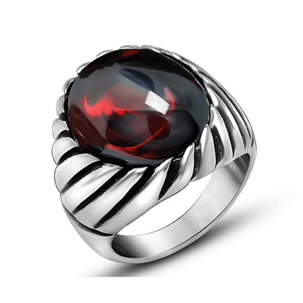 new arrival black onyx red opal ring for men thick band in antique titanium stainless steel vintage gothic style mens acessories, Silver
new arrival black onyx red opal ring for men thick band in antique titanium stainless steel vintage gothic style mens acessories, Silver