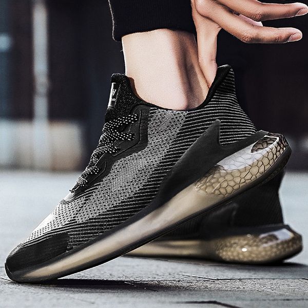 men's breathable woven black platform shoes tide ins wild mesh sports and leisure shoes men dad