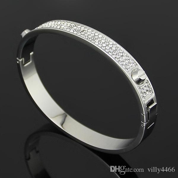 wholesale- bijoux bangles rivet 316 l titanium stainless steel full crystal love bangles bracelets fashion jewelry for women and men, Black
wholesale- bijoux bangles rivet 316 l titanium stainless steel full crystal love bangles bracelets fashion jewelry for women and men, Black