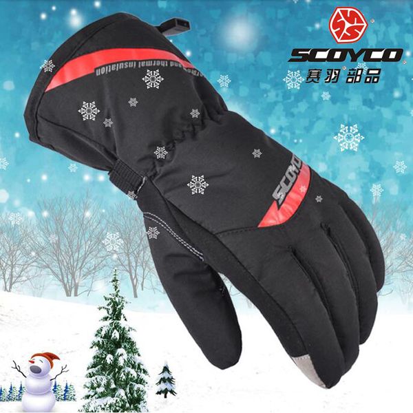 

2017 winter new weaterproof warm scoyco motorcycle gloves mc41 motorbike glove made of taslan cotton 3 colors can touch screen, Black