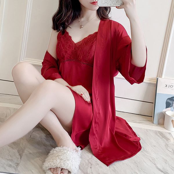sexy mini twinset халат набор элегантный три четверти nightyrobe set повседневная женская домашняя одежда свободные ночные платья размер l, Black;red
sexy mini twinset халат набор элегантный три четверти nightyrobe set повседневная женская домашняя одежда свободные ночные платья размер l, Black;red
