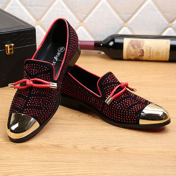 new gold pointed toe crystal handmade men loafers fashion suede smoking slippers party wedding formal dress shoes men flats, Black
new gold pointed toe crystal handmade men loafers fashion suede smoking slippers party wedding formal dress shoes men flats, Black