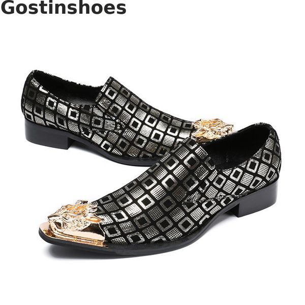 men loafers men shoes slip-on casual leather shoes plaid genuine leathe two color metal capped toe for party wedding business, Black
men loafers men shoes slip-on casual leather shoes plaid genuine leathe two color metal capped toe for party wedding business, Black