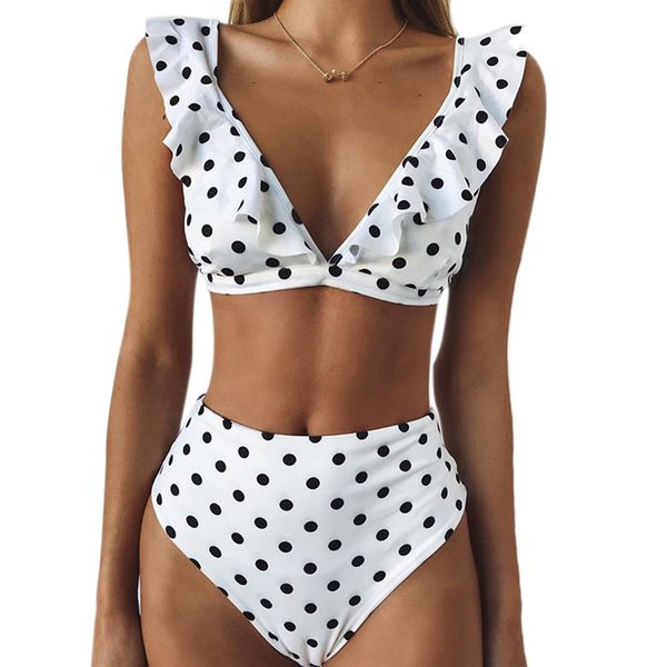 ruffled deep v bikini split swimsuit polka dot swimsuit high waist beachwear
ruffled deep v bikini split swimsuit polka dot swimsuit high waist beachwear
