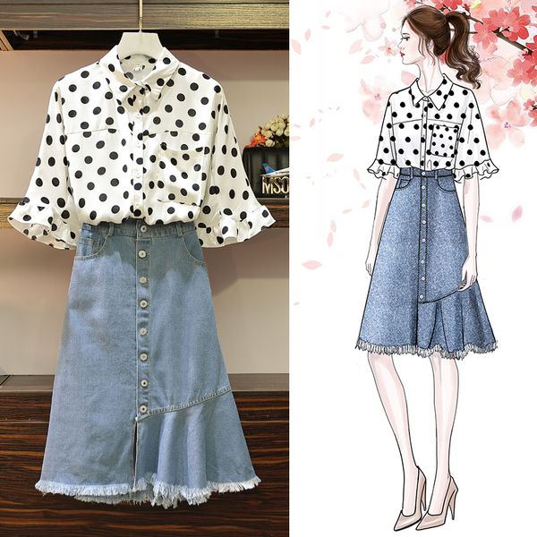 two piece dress big yards summer younger sister suit fashion shirt jeans skirts two-piece women, White
two piece dress big yards summer younger sister suit fashion shirt jeans skirts two-piece women, White