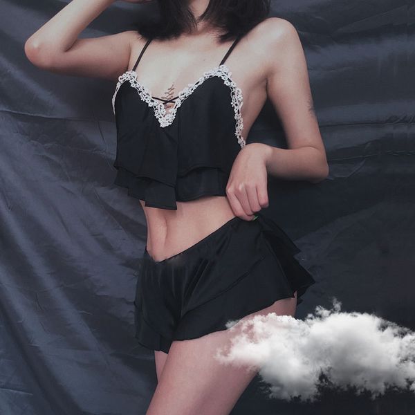 pajamas for women sleepwear lace floral ruffles silk open back temptation strap and shorts lingerie set home clothes, Black;red
pajamas for women sleepwear lace floral ruffles silk open back temptation strap and shorts lingerie set home clothes, Black;red