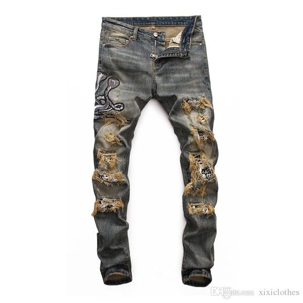 mens designer jeans micro-elastic personality men jeans wild fashion casual mens trousers hole printing high-quality motorcycle fear of god, Blue
mens designer jeans micro-elastic personality men jeans wild fashion casual mens trousers hole printing high-quality motorcycle fear of god, Blue