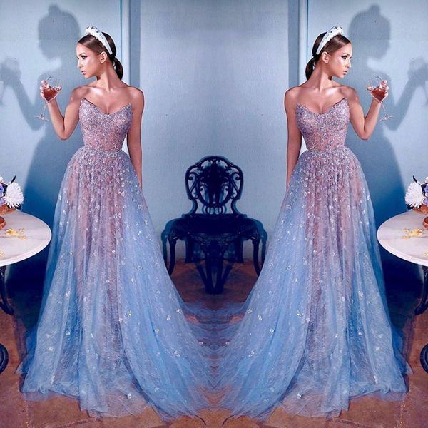 elie saab 2020 prom dresses sweetheart sequin beads lace dubai arabic celebrity illusion long evening gowns a line formal pageant dress, Black
elie saab 2020 prom dresses sweetheart sequin beads lace dubai arabic celebrity illusion long evening gowns a line formal pageant dress, Black