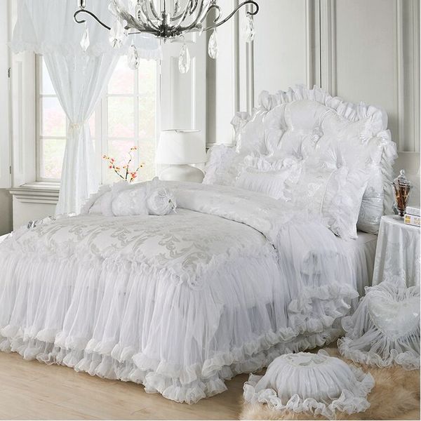 Pink purple white red korean wedding lace 4pc bed kirt cotton bedding et without filler full queen king ize
Pink purple white red korean wedding lace 4pc bed kirt cotton bedding et without filler full queen king ize