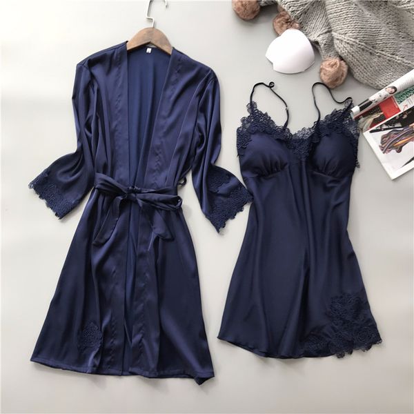 weweya 2019 elegant cardigan lace night gown silk pajamas belt sleep womens homewear sleep sets female sling lady clothing, Blue;gray
weweya 2019 elegant cardigan lace night gown silk pajamas belt sleep womens homewear sleep sets female sling lady clothing, Blue;gray