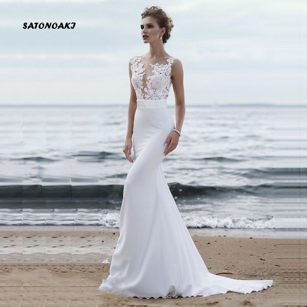 satonoaki beach wedding dresses 2020 boho mermaid wedding gown scoop appliques lace princess bride dress custom made plus size, White
satonoaki beach wedding dresses 2020 boho mermaid wedding gown scoop appliques lace princess bride dress custom made plus size, White