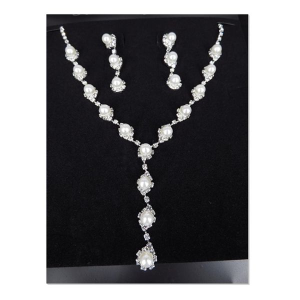 fashion jewelry rhinestone inlaid tassel faux pearl pendant necklace earrings bridal jewelry set trendy necklace 3pcs for party, Silver
fashion jewelry rhinestone inlaid tassel faux pearl pendant necklace earrings bridal jewelry set trendy necklace 3pcs for party, Silver