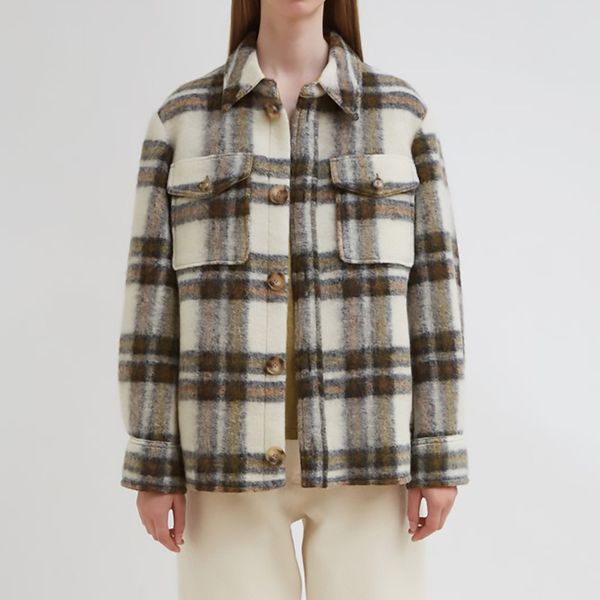 2019 autumn / winter classic wool plaid thick short coat winter coat single breasted women long, Black
2019 autumn / winter classic wool plaid thick short coat winter coat single breasted women long, Black