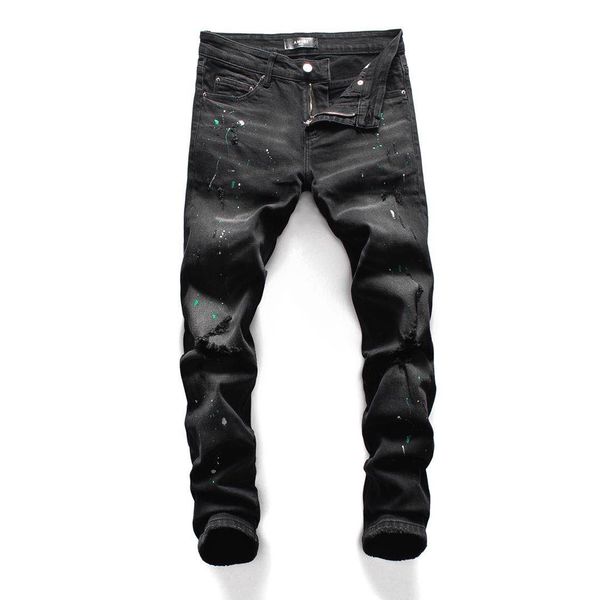 new distressed ripped black patch jeans slim fit straight motorcycle biker denim pants fashion hip hop mens designer jeans, Blue
new distressed ripped black patch jeans slim fit straight motorcycle biker denim pants fashion hip hop mens designer jeans, Blue