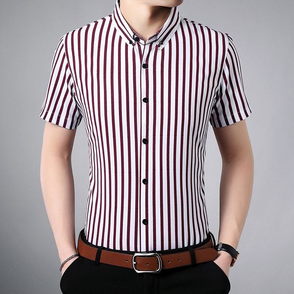 men's lapel color stripe spring business short-sleeved vertical stripes men's shirt 2020 casual new clothing, White;black
men's lapel color stripe spring business short-sleeved vertical stripes men's shirt 2020 casual new clothing, White;black