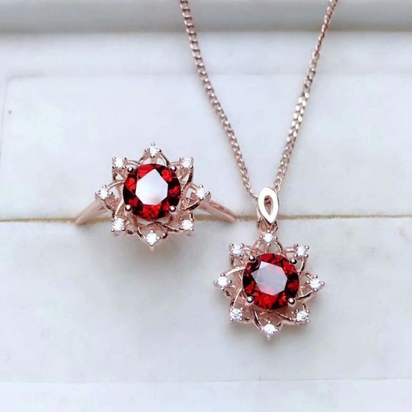 925 sterling silver real natural garnet jewelry sets rings pendants send necklace fine new women wholesale gift mtz060688ags, Black
925 sterling silver real natural garnet jewelry sets rings pendants send necklace fine new women wholesale gift mtz060688ags, Black