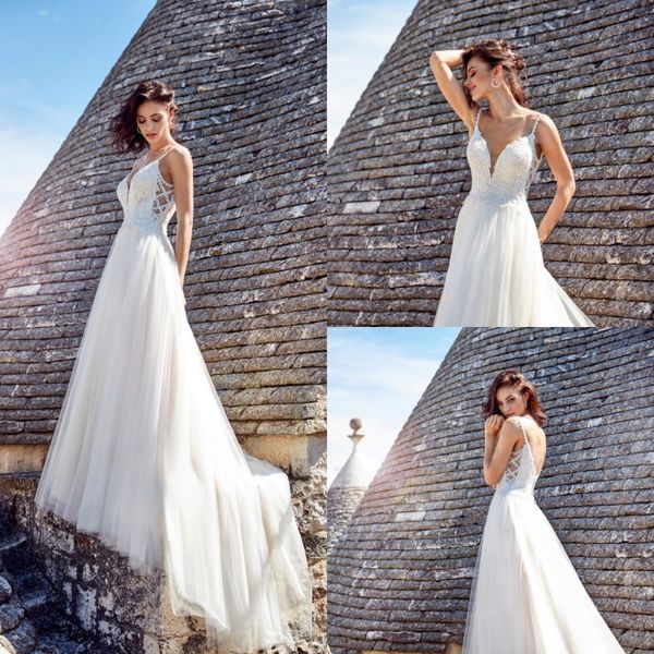 2019 eddy k beach wedding dresses lace appliqued spaghetti a line boho wedding dress summer custom made plus size bridal gowns, White
2019 eddy k beach wedding dresses lace appliqued spaghetti a line boho wedding dress summer custom made plus size bridal gowns, White