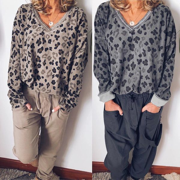 autumn sweatshirt women leopard print long sleeves v neck easy blouse pullover lady sweatshirts loose sportswear, Black
autumn sweatshirt women leopard print long sleeves v neck easy blouse pullover lady sweatshirts loose sportswear, Black