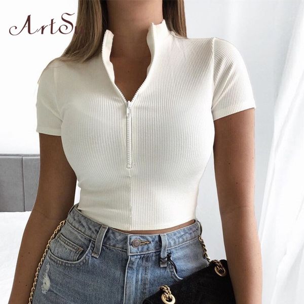 women's t-shirt zipper bodycon t shirts crop white solid women casual shirt summer 2021 short sleeve v knitted
women's t-shirt zipper bodycon t shirts crop white solid women casual shirt summer 2021 short sleeve v knitted