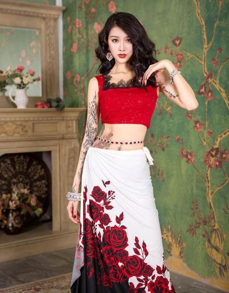 new belly dance costume belly dance bellydance long skirt oriental show costume set ing, Black;red 
new belly dance costume belly dance bellydance long skirt oriental show costume set ing, Black;red