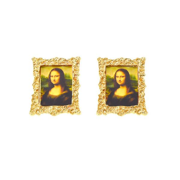davinci mona lisa oil painting art portrait frame stud earrings fashion jewelry, Golden;silver
davinci mona lisa oil painting art portrait frame stud earrings fashion jewelry, Golden;silver