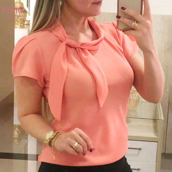women elegant blouse short sleeve bow chiffon shirts summer office shirts chemisier femme womens and blouses, White
women elegant blouse short sleeve bow chiffon shirts summer office shirts chemisier femme womens and blouses, White