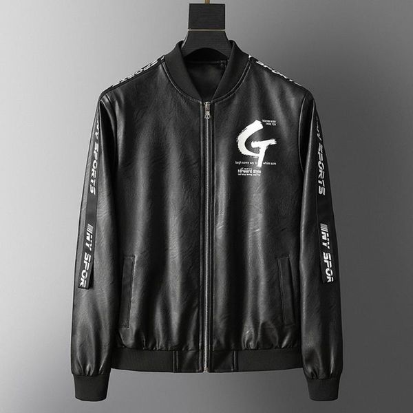 men's autumn casual fashion printing patchwork imitation leather jacket coat outerwear faux leather stand collar zipper pockets, Black
men's autumn casual fashion printing patchwork imitation leather jacket coat outerwear faux leather stand collar zipper pockets, Black