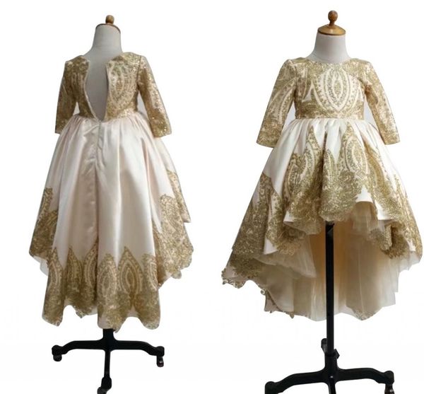 luxury hi low gold appliques flower girls dresses for wedding jewel with sleeves sequins short front long back first communion dress, White;blue
luxury hi low gold appliques flower girls dresses for wedding jewel with sleeves sequins short front long back first communion dress, White;blue