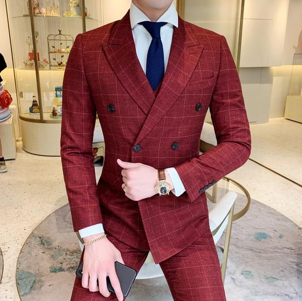 men red suits burgundy mens tuxedo jackets doulbe breasted suits mens groom 3 piece veste smoking homme party vestito uomo, White;black
men red suits burgundy mens tuxedo jackets doulbe breasted suits mens groom 3 piece veste smoking homme party vestito uomo, White;black