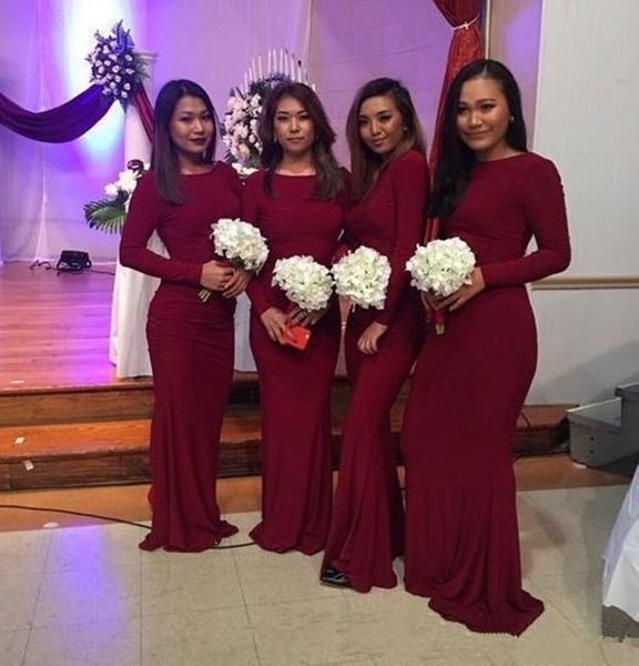 burgundy long sleeves bridesmaid dress for wedding party 2020 zipper back design mermaid evening gowns robe de mariee, White;pink
burgundy long sleeves bridesmaid dress for wedding party 2020 zipper back design mermaid evening gowns robe de mariee, White;pink