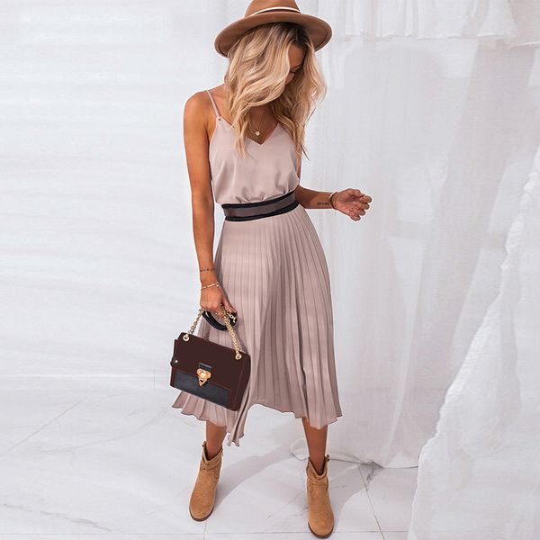 2020 fashion dress summer v-neck party dress elegant spaghetti strap female pleated office dresses female pink midi dress, Black;gray
2020 fashion dress summer v-neck party dress elegant spaghetti strap female pleated office dresses female pink midi dress, Black;gray