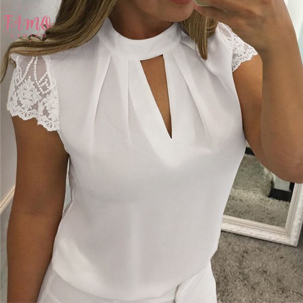 women blouses summer casual hollow chiffon short sleeve splice lace shirts mujer de moda plus size 5xl, White
women blouses summer casual hollow chiffon short sleeve splice lace shirts mujer de moda plus size 5xl, White