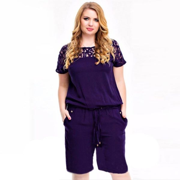 women's jumpsuits & rompers lady lace patchwork jumpsuit plus size knee length solid short sleeve playsuit elegant 2021 loose overalls, Black;white
women's jumpsuits & rompers lady lace patchwork jumpsuit plus size knee length solid short sleeve playsuit elegant 2021 loose overalls, Black;white