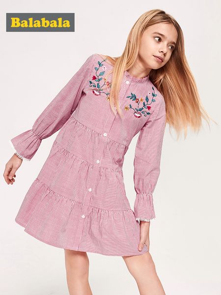 balabala girls striped shirt dress flare sleeve dresses with bow tie at waist children teenager girls spring autumn dresses, Red;yellow
balabala girls striped shirt dress flare sleeve dresses with bow tie at waist children teenager girls spring autumn dresses, Red;yellow