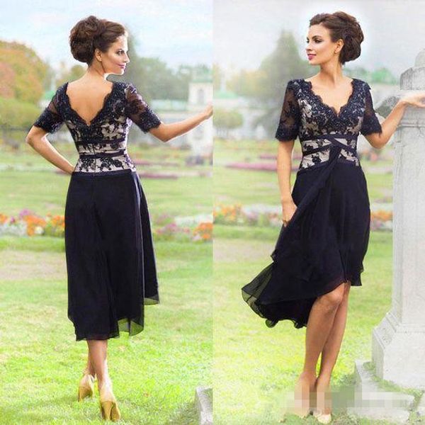 navy blue chiffon lace knee-length mother of the bride dresses 2019 summer beach wedding party dress half sleeve plus size gown, Black;red
navy blue chiffon lace knee-length mother of the bride dresses 2019 summer beach wedding party dress half sleeve plus size gown, Black;red
