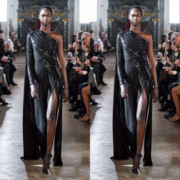 2020 black sequin one shoulder mermaid evening dresses with cape ruched split waistband party gowns sweep train plus size prom dresses, Black;red
2020 black sequin one shoulder mermaid evening dresses with cape ruched split waistband party gowns sweep train plus size prom dresses, Black;red