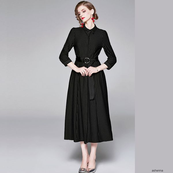 womens designer foreign style slim striped dress season lapel polo collar long sleeve cardigan skirt with beltu34a vn4q, Black;gray
womens designer foreign style slim striped dress season lapel polo collar long sleeve cardigan skirt with beltu34a vn4q, Black;gray