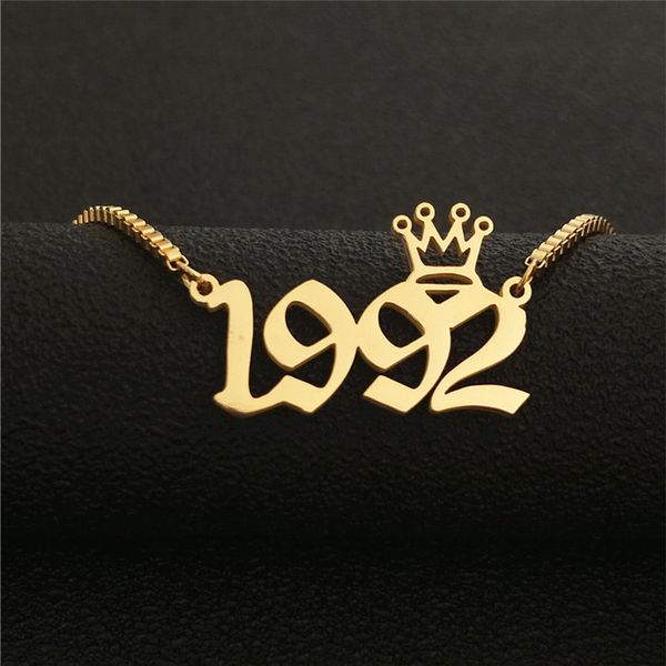 collares de moda special date year number necklace for women box chain 1992 crown old english collares mujer custom jewelry, Silver
collares de moda special date year number necklace for women box chain 1992 crown old english collares mujer custom jewelry, Silver