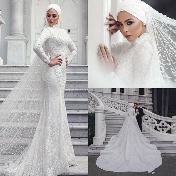 modern muslim wedding dresses mermaid lace long sleeve high collar saudi arabic bridal dress with hijab veils custom made vestidos313a, White
modern muslim wedding dresses mermaid lace long sleeve high collar saudi arabic bridal dress with hijab veils custom made vestidos313a, White