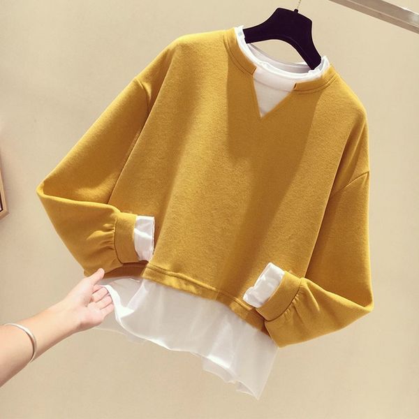 fake two pieces of women's 2019 new fashion ins early autumn korean bf loose set head lazy splicing top, Black
fake two pieces of women's 2019 new fashion ins early autumn korean bf loose set head lazy splicing top, Black