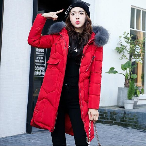 2018 winter jacket women hooded cotton coat fur collar thicken warm long jacket female outerwear parka ladies chaqueta feminino, Black
2018 winter jacket women hooded cotton coat fur collar thicken warm long jacket female outerwear parka ladies chaqueta feminino, Black