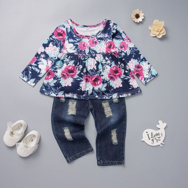 toddler baby girls floral t-shirt ripped jeans hole denim pants outfits set roupa infantil menino newborn baby girl clothes, White
toddler baby girls floral t-shirt ripped jeans hole denim pants outfits set roupa infantil menino newborn baby girl clothes, White