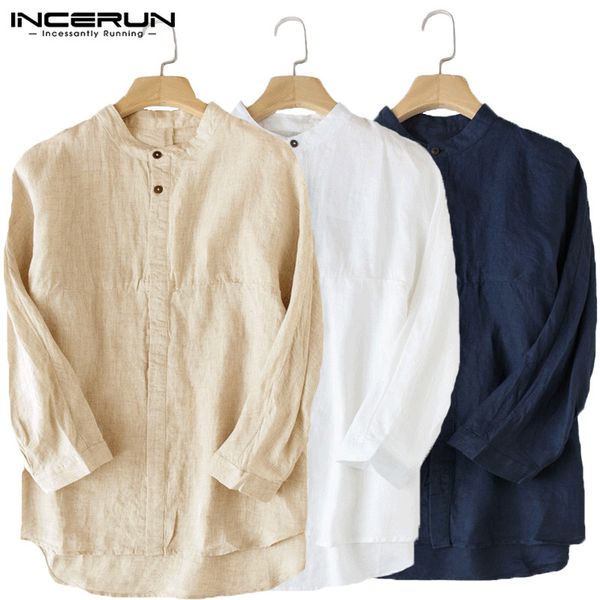incerun retro shirts dress man button up three quarter sleeve loose men cotton shirts casual men clothing camisa chemise, White;black
incerun retro shirts dress man button up three quarter sleeve loose men cotton shirts casual men clothing camisa chemise, White;black