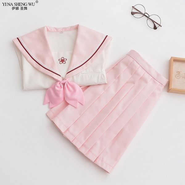 sakura light pink japanese school uniform skirt jk uniform class sets school girls sailor suit college wind suit female students, White
sakura light pink japanese school uniform skirt jk uniform class sets school girls sailor suit college wind suit female students, White