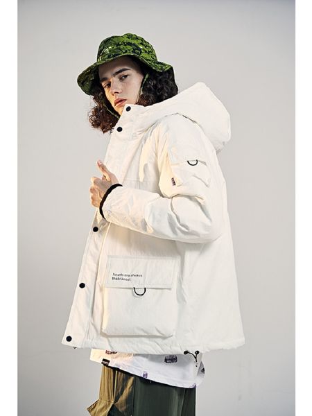 men's winter warm hooded cotton jacket american tide brand high street jacket couple parka, Black
men's winter warm hooded cotton jacket american tide brand high street jacket couple parka, Black