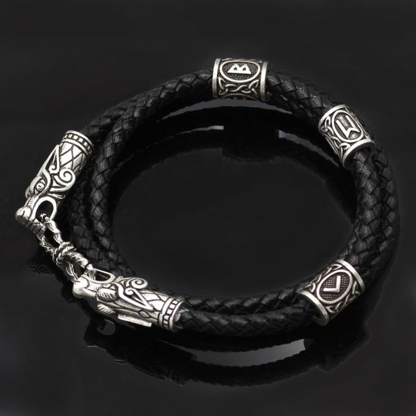 nordic viking leather bracelet viking beads dragon head bracelet silver jewelry men fashion gifts, Black
nordic viking leather bracelet viking beads dragon head bracelet silver jewelry men fashion gifts, Black